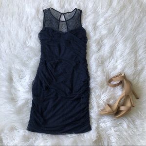 Navy blue, sheath, mesh dress